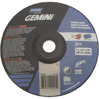 7 x 1/4" 24-Grit Aluminum Oxide Grinding & Cutoff Wheel - Norton 66252940095