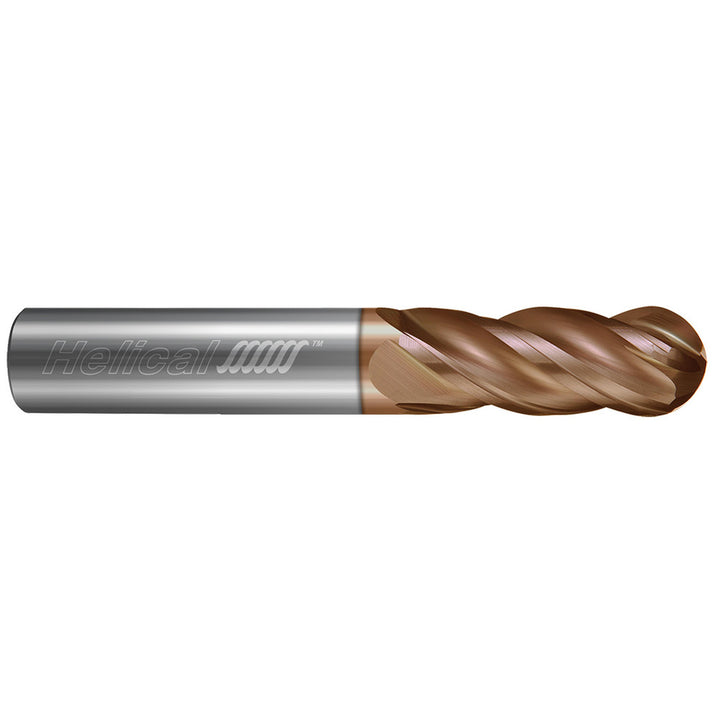 3/16in" 4-Flute Solid Carbide Ball End Mill, Tplus - Helical Solutions 84756