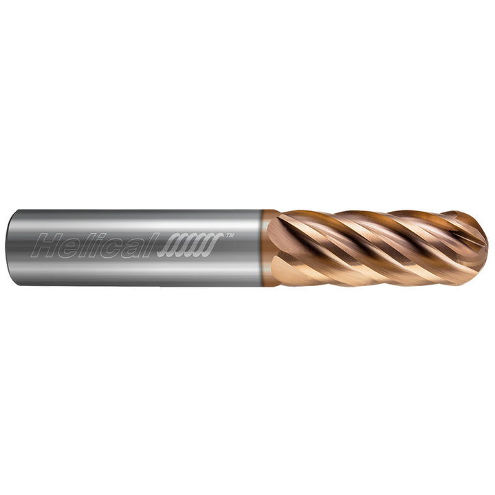 1/4" 6-Flute Solid Carbide Ball End Mill, Tplus - Helical Solutions 81926