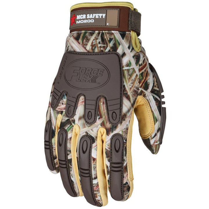 Medium Brown; Camouflage; Gold Synthetic Leather Mechanic's & Lifting Gloves - MCR Safety MO200M