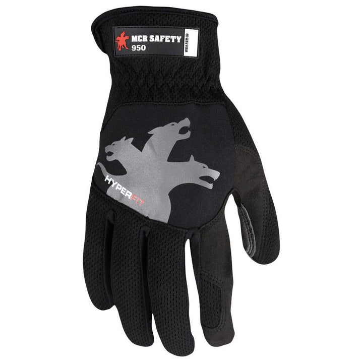 Large Black Synthetic Leather Mechanic's & Lifting Gloves - MCR Safety 950L