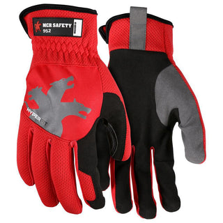 Medium Black; Red; Black Synthetic Leather Mechanic's & Lifting Gloves - MCR Safety 952M