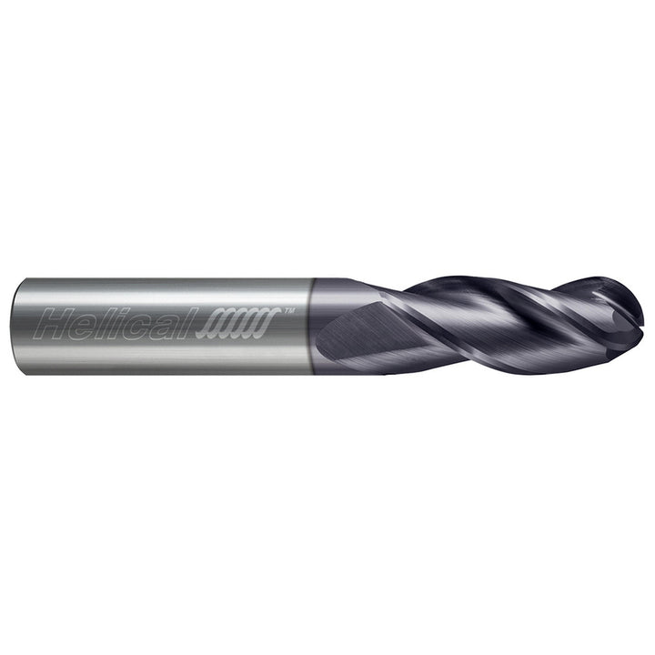1/2" 3-Flute Solid Carbide Ball End Mill, APLUS - Helical Solutions 12332