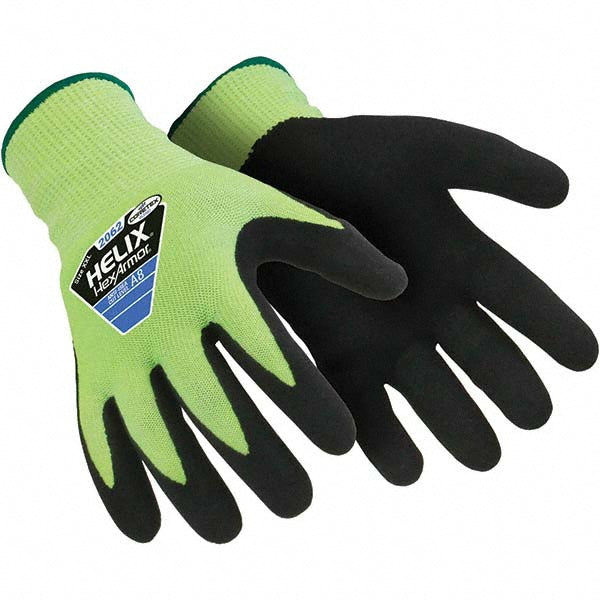 Large Black; Lime Green HPPE; Steel; Fiberglass Blend Cut-Resistant Gloves - HexArmor. 2062-L (9)