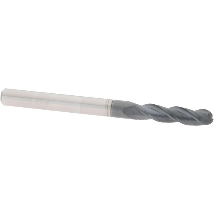 1/8" 3-Flute Solid Carbide Ball End Mill, AlTiN - Accupro 12179935