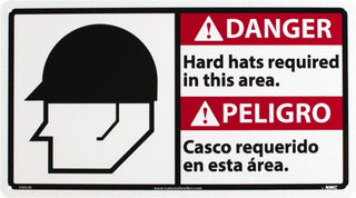 Hard hats required in this area. Casco requerido en esta Ã r Sign - AccuformNMC DBA4R