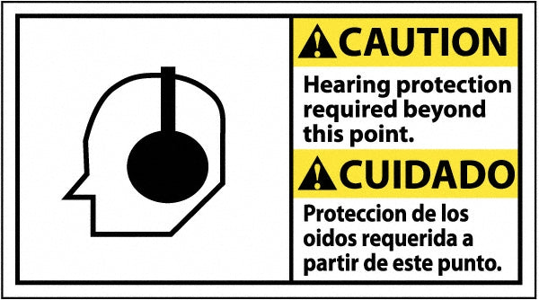 HEARING PROTECTION REQUIRED BEYOND THIS POINT. PROTECCIÃ N D Sign - AccuformNMC CBA2P