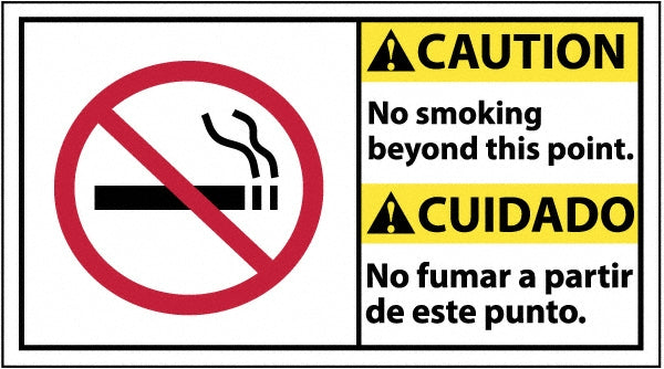 Caution - No Smoking Beyond This Point Sign - AccuformNMC CBA3P