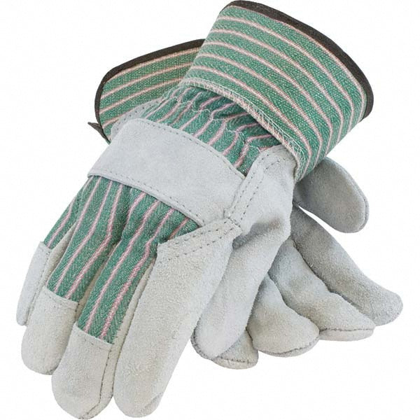 Large Green Split Cowhide General Purpose Gloves - PIP 84-6532/L