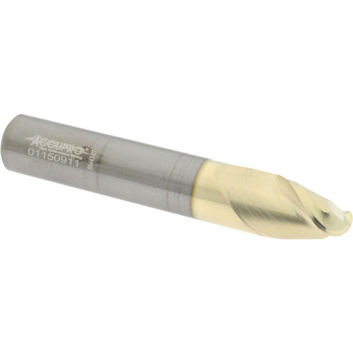 1/2" 2-Flute Solid Carbide Ball End Mill, ZrN - Accupro 313662