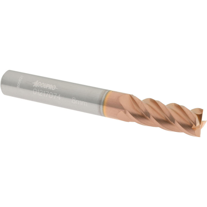 0.3150" 4-Flute Solid Carbide Square End Mill, TiCN - Accupro 12182515