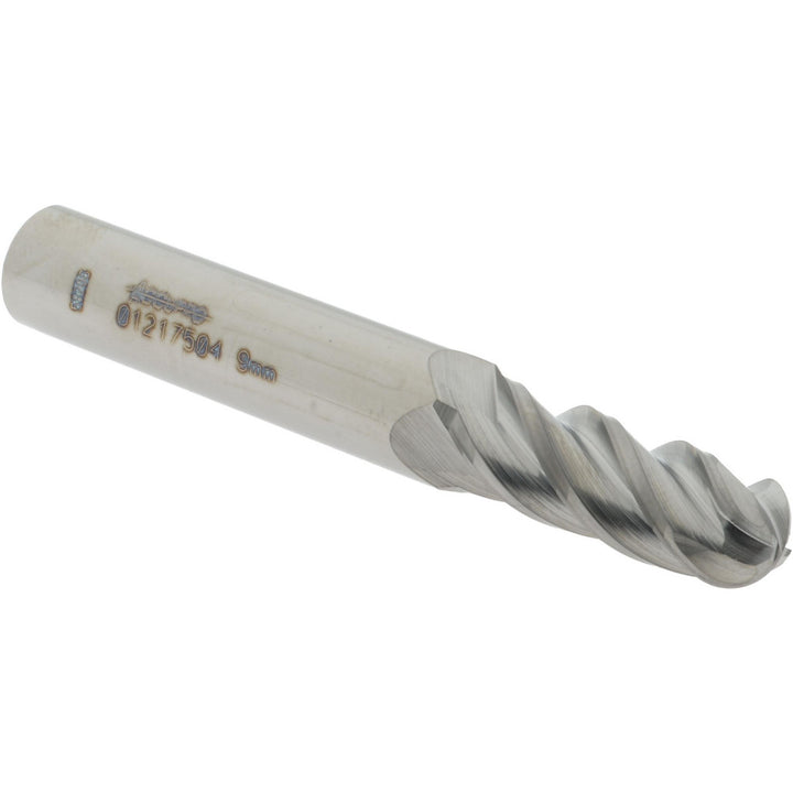 0.3543" 4-Flute Solid Carbide Ball End Mill - Accupro 12184646