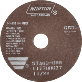 7 x 1/16" 60-Grit Aluminum Oxide Grinding & Cutoff Wheel - Norton 66252922684