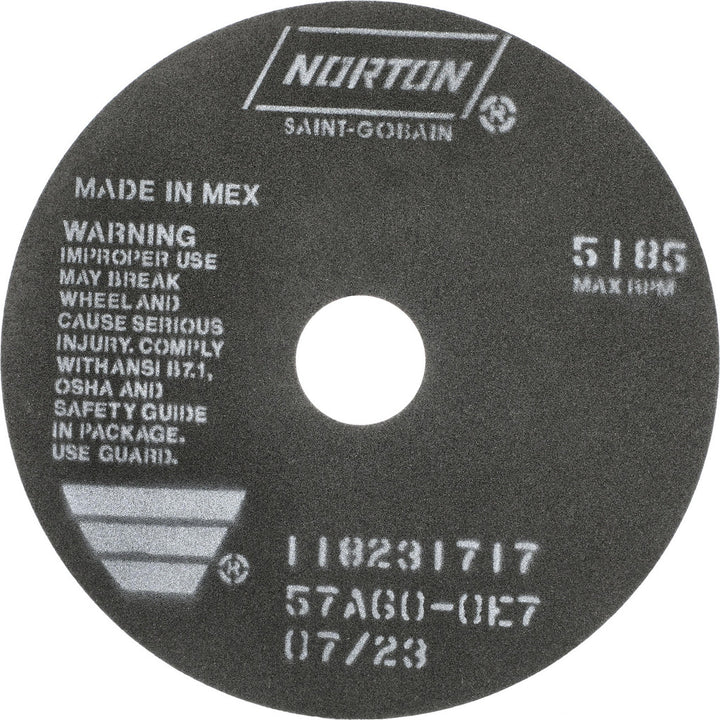 7 x 1/16" 60-Grit Aluminum Oxide Grinding & Cutoff Wheel - Norton 66252922683