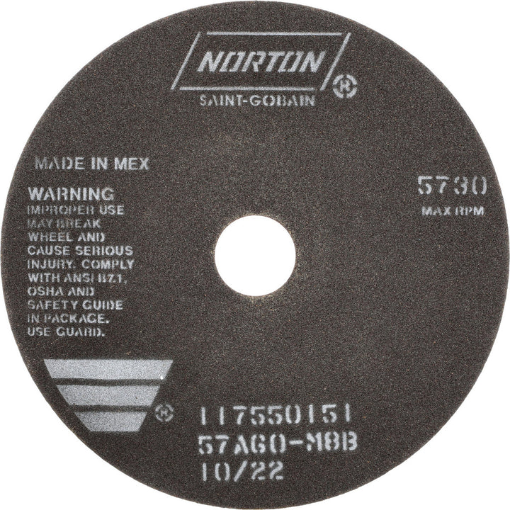8 x 1/16" 60-Grit Aluminum Oxide Grinding & Cutoff Wheel - Norton 66253022708