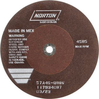10 x 1/16" 46-Grit Aluminum Oxide Grinding & Cutoff Wheel - Norton 66253122816