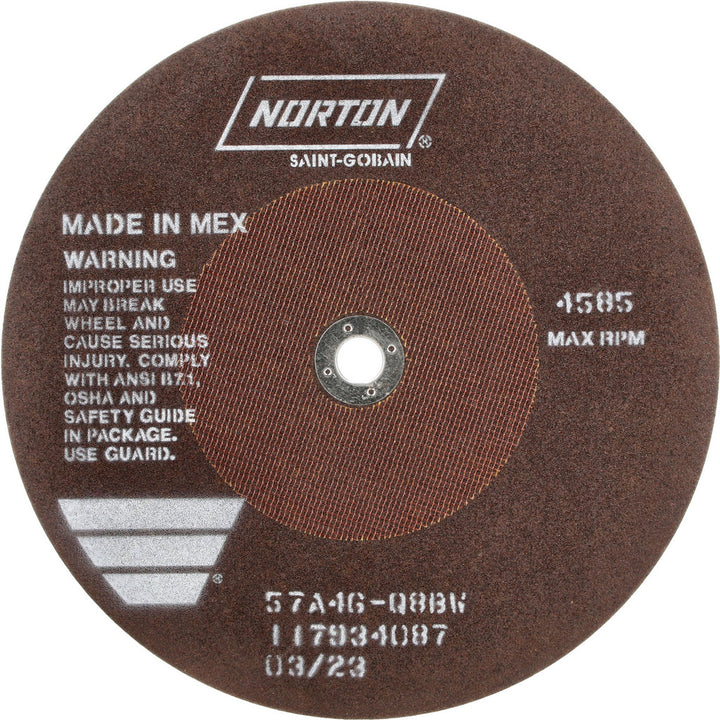 10 x 1/16" 46-Grit Aluminum Oxide Grinding & Cutoff Wheel - Norton 66253122816