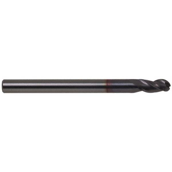 1" 3-Flute Solid Carbide Ball End Mill, AlTiN - Accupro 12179963