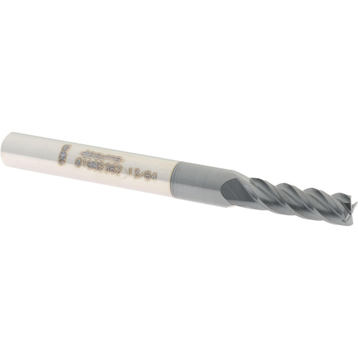 13/64" 4-Flute Solid Carbide Square End Mill, AlTiN - Accupro 12182441