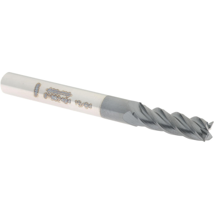 15/64" 4-Flute Solid Carbide Square End Mill, AlTiN - Accupro 12182447