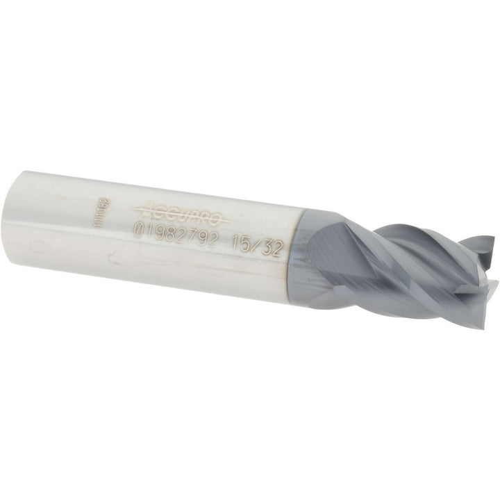 15/32" 4-Flute Solid Carbide Square End Mill, AlTiN - Accupro 12182921