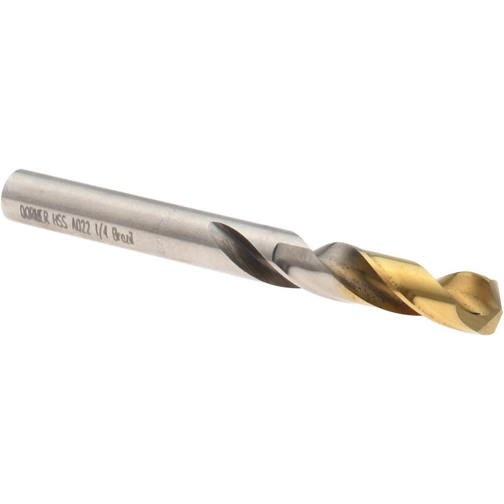 1/4" HSS Screw Machine Drill Bit, TiN, 135° point - Dormer Pramet 5967188
