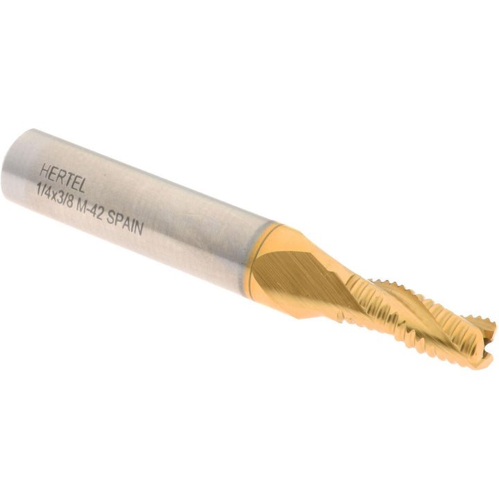 0.2500" 3-Flute Cobalt Single End Mill, TiN - Hertel 02477297