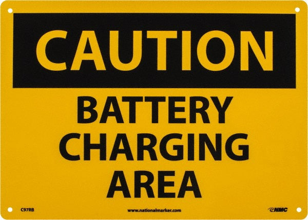 Caution - Battery Charging Area Sign - AccuformNMC C97RB