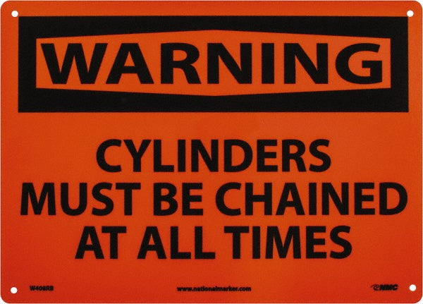 Warning - Cylinders Must Be Chained at All Times Sign - AccuformNMC W408RB