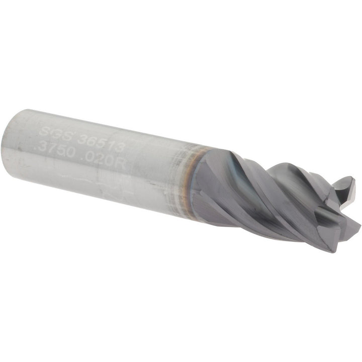3/8" 4-Flute Solid Carbide Corner Radius End Mill, TX - SGS 36513