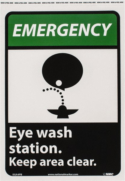 Eye wash station. Keep area clear. Sign - AccuformNMC EGA4PB