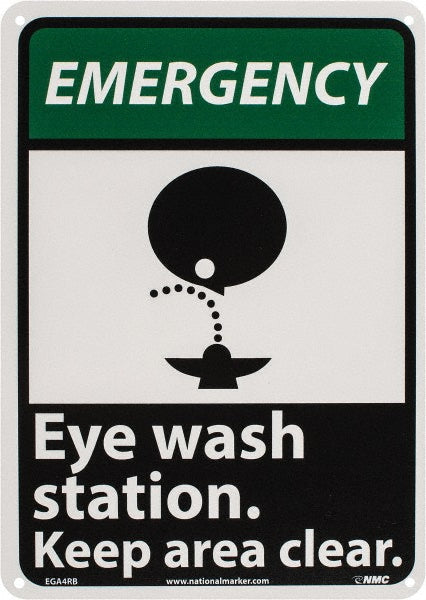 Eye wash station. Keep area clear. Sign - AccuformNMC EGA4RB