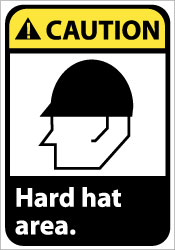 Caution - Hard Hat Area Sign - AccuformNMC CGA1R