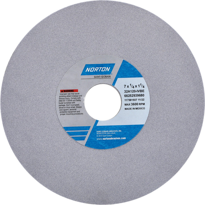 7 x 1/4" 120-Grit Aluminum Oxide Grinding & Cutoff Wheel - Norton 66252939680