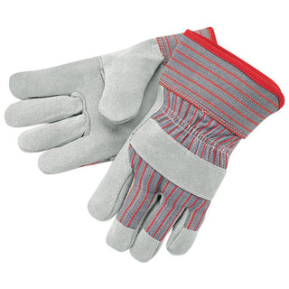 Large Gray; Brown Cowhide Leather General Purpose Gloves - MCR Safety 1200S
