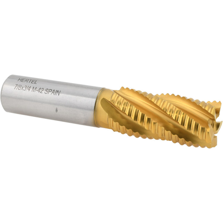0.875" 5-Flute Cobalt Roughing End Mill, TiN - Hertel 06822035