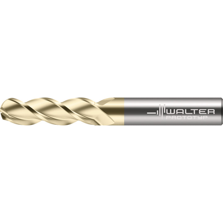 1/8" 3-Flute Solid Carbide Ball End Mill, ZrN - Walter-Prototyp 8418335