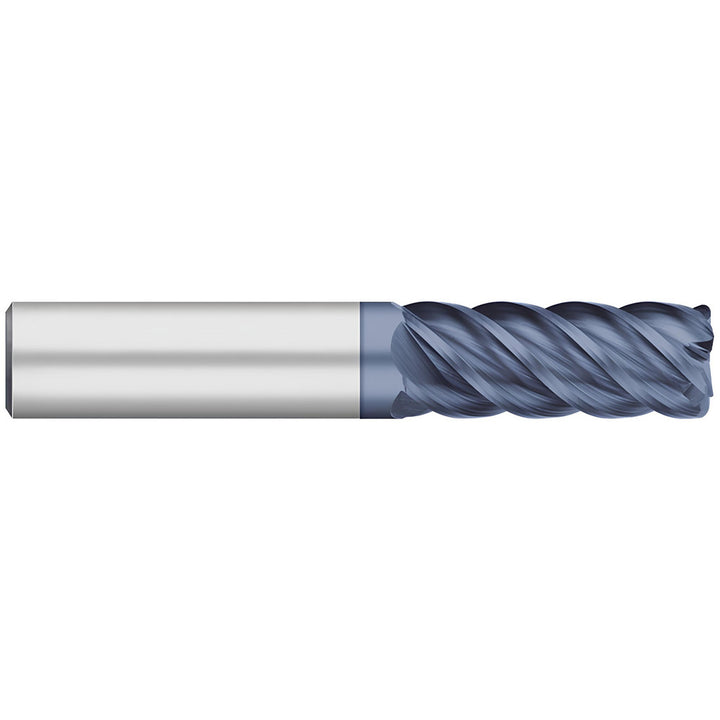1/4in" 5-Flute Solid Carbide Corner Radius End Mill, AlTiN - Titan USA TC63916