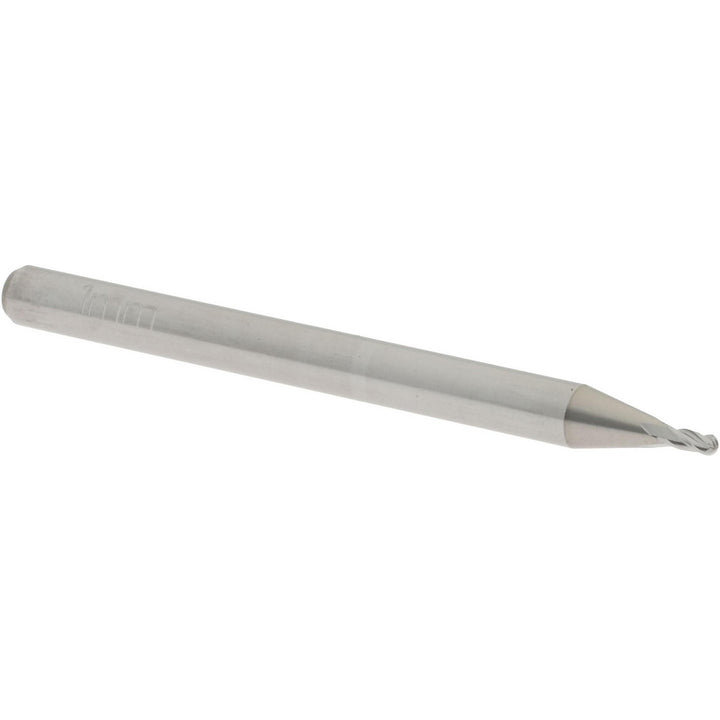 0.0394" 4-Flute Solid Carbide Ball End Mill - Accupro 12184715