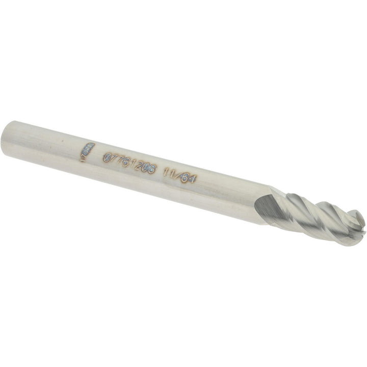 11/64" 4-Flute Solid Carbide Ball End Mill - Accupro 12184751