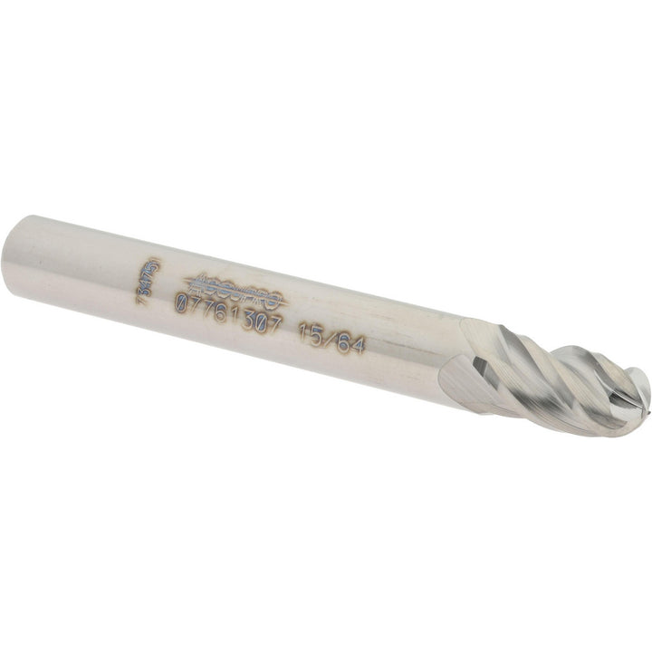 15/64" 4-Flute Solid Carbide Ball End Mill - Accupro 12184772