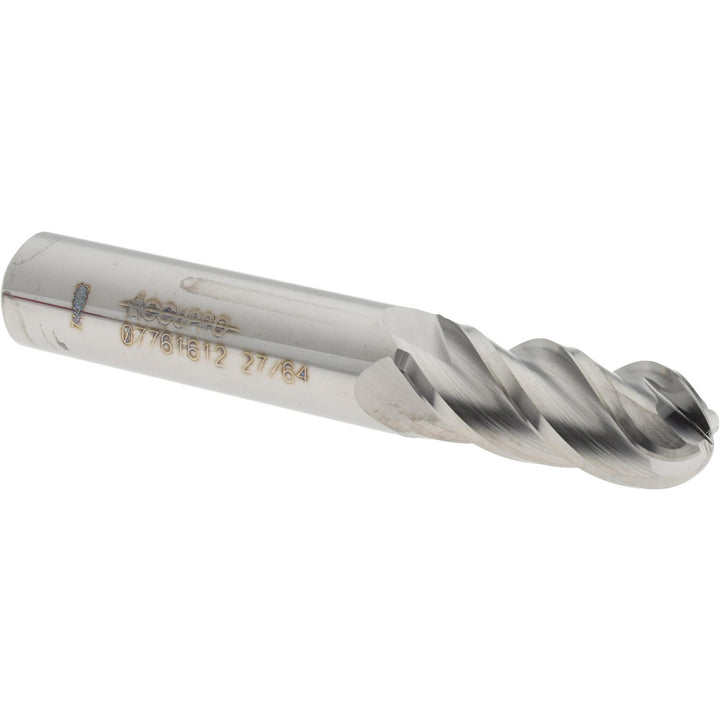 27/64" 4-Flute Solid Carbide Ball End Mill - Accupro 12184661