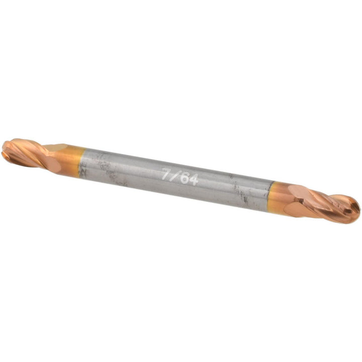 7/64" 4-Flute Solid Carbide Ball End Mill, TiCN - Accupro 12185356