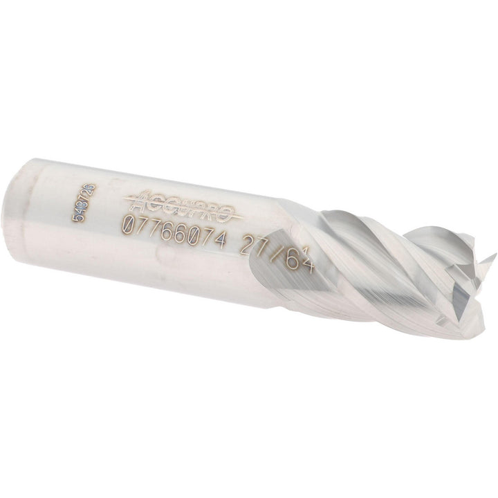 27/64" 4-Flute Solid Carbide Square End Mill - Accupro 12182907