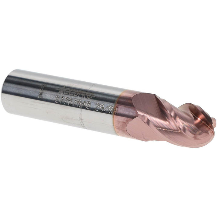 29/64" 4-Flute Solid Carbide Ball End Mill, TiCN - Accupro 12184833