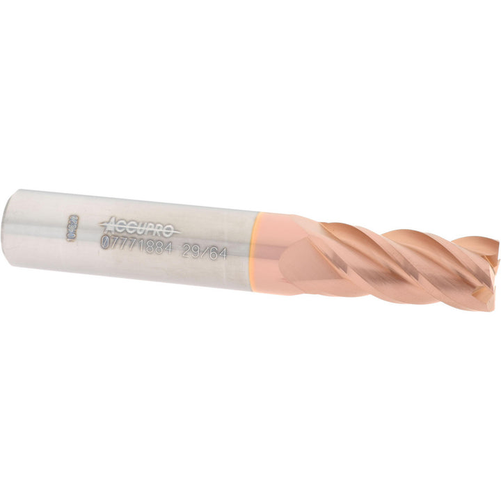 29/64" 4-Flute Solid Carbide Square End Mill, TiCN - Accupro 12182575
