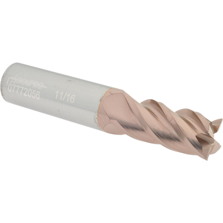 11/16" 4-Flute Solid Carbide Square End Mill, TiCN - Accupro 12182650