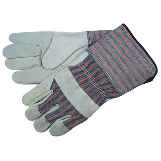Large Gray; Brown Cowhide Leather General Purpose Gloves - MCR Safety 1310