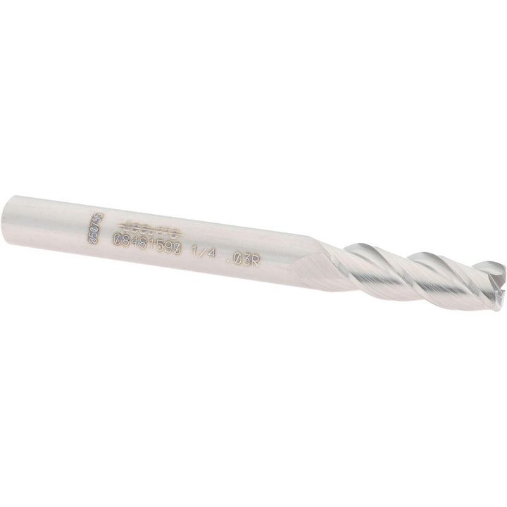 1/4" 3-Flute Solid Carbide Corner Radius End Mill - Accupro 12181951