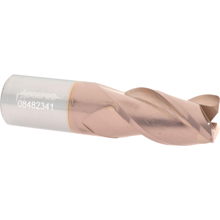 1" 3-Flute Solid Carbide Corner Radius End Mill, TiCN - Accupro 12181876